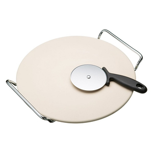 Oven Round Pizza Stone with Serving Set And Pizza Cutter Wheel Grilling Set